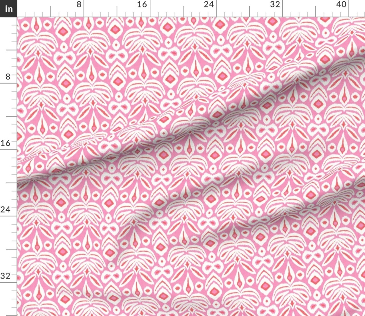 Pink Ikat Cream Red Summer Tropical Global Worldly Custom Printed Fabric by Spoonflower Various Fabrics by the Yard or Fat Quarter